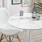 Modway EEI-1128-WHI Lippa 28" Round Faux Marble Dining Table White