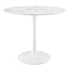 Modway EEI-1129-WHI Lippa 36" Round Faux Marble Dining Table White