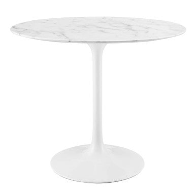 Modway EEI-1129-WHI Lippa 36" Round Faux Marble Dining Table White