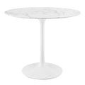 Modway EEI-1129-WHI Lippa 36" Round Faux Marble Dining Table White