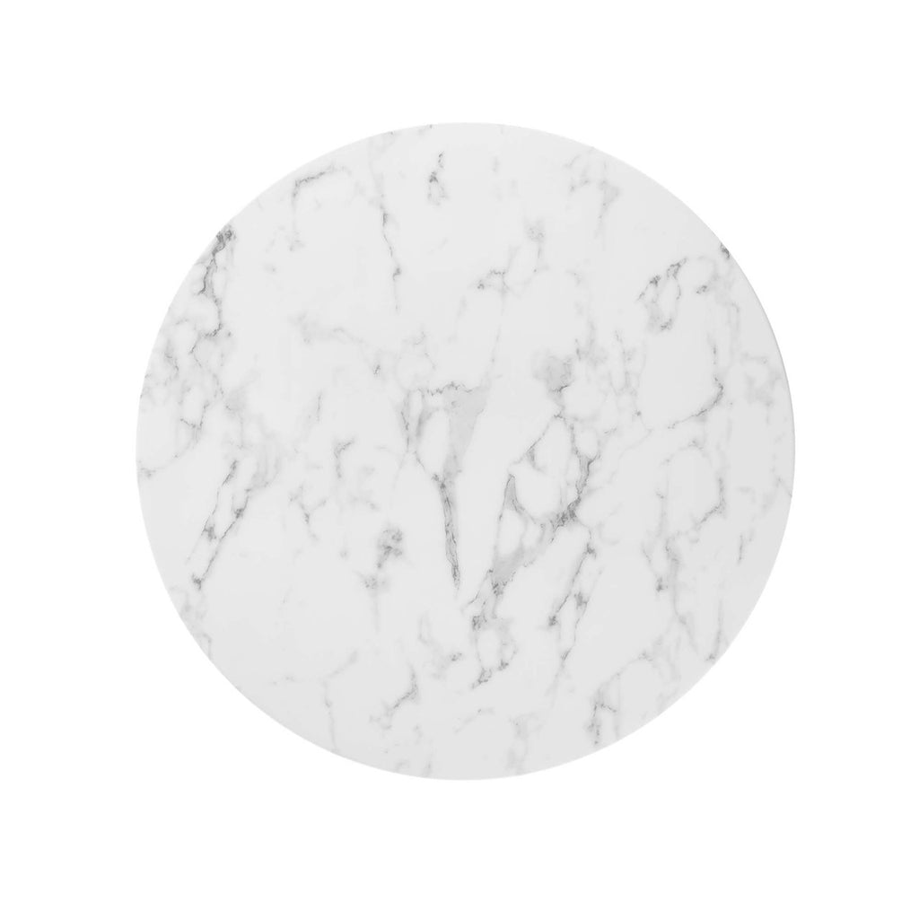 Modway EEI-1129-WHI Lippa 36" Round Faux Marble Dining Table White