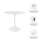 Modway EEI-1129-WHI Lippa 36" Round Faux Marble Dining Table White