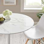 Modway EEI-1129-WHI Lippa 36" Round Faux Marble Dining Table White