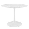 Modway EEI-1130-WHI Lippa 40" Round Faux Marble Dining Table White