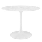 Modway EEI-1130-WHI Lippa 40" Round Faux Marble Dining Table White
