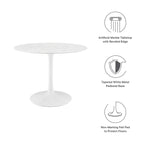 Modway EEI-1130-WHI Lippa 40" Round Faux Marble Dining Table White