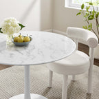 Modway EEI-1130-WHI Lippa 40" Round Faux Marble Dining Table White