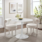 Modway EEI-1130-WHI Lippa 40" Round Faux Marble Dining Table White