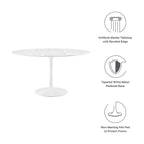 Modway EEI-1132-WHI Lippa 54" Round Faux Marble Dining Table White
