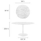 Modway EEI-1132-WHI Lippa 54" Round Faux Marble Dining Table White