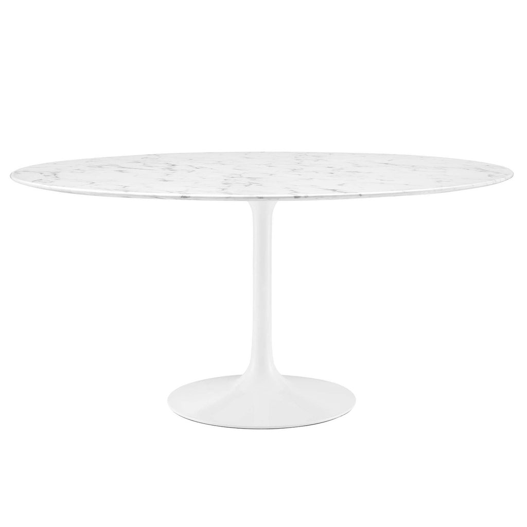 Modway EEI-1133-WHI Lippa 60" Round Faux Marble Dining Table White