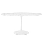 Modway EEI-1133-WHI Lippa 60" Round Faux Marble Dining Table White
