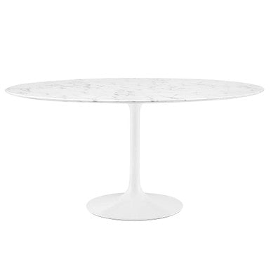 Modway EEI-1133-WHI Lippa 60" Round Faux Marble Dining Table White