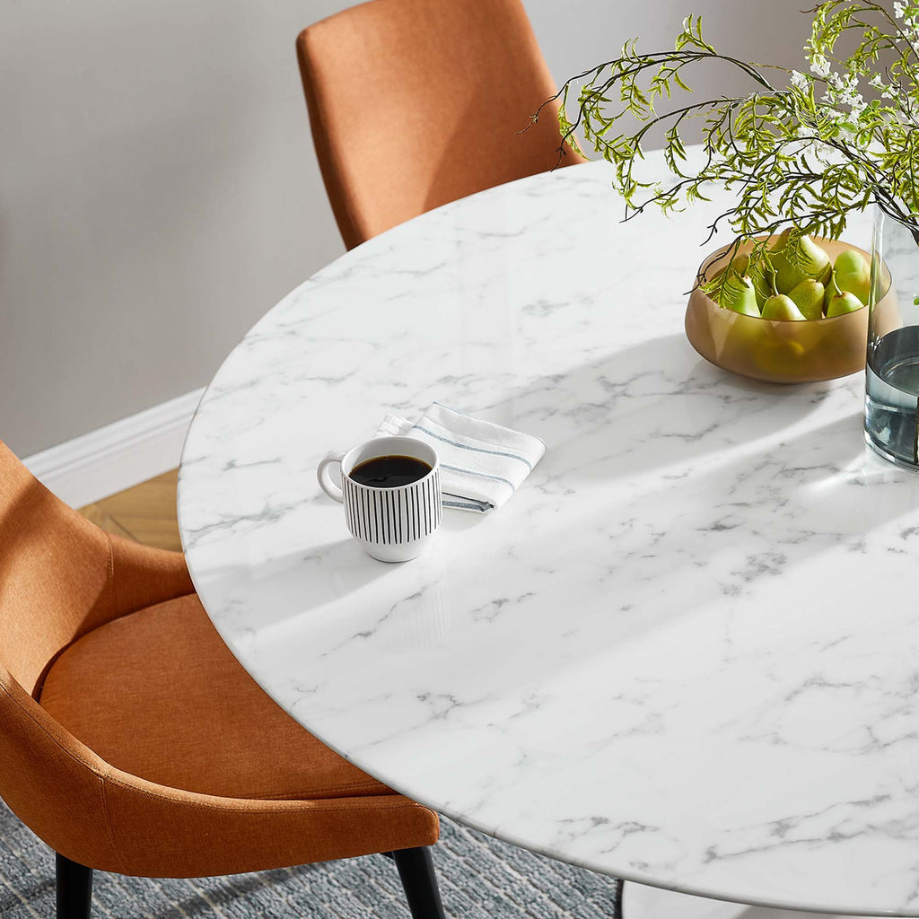 Modway EEI-1133-WHI Lippa 60" Round Faux Marble Dining Table White