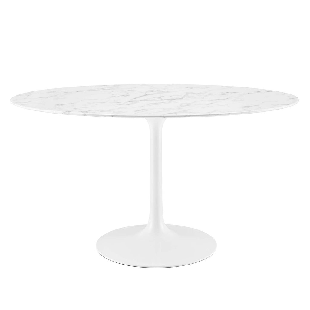 Modway EEI-1134-WHI Lippa 54" Oval Faux Marble Dining Table White