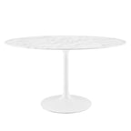 Modway EEI-1134-WHI Lippa 54" Oval Faux Marble Dining Table White
