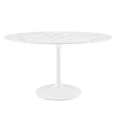 Modway EEI-1134-WHI Lippa 54" Oval Faux Marble Dining Table White
