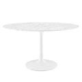 Modway EEI-1134-WHI Lippa 54" Oval Faux Marble Dining Table White