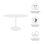 Modway EEI-1134-WHI Lippa 54" Oval Faux Marble Dining Table White