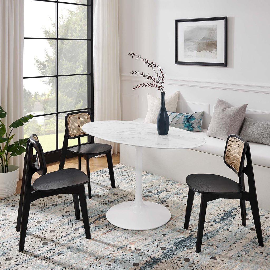 Modway EEI-1134-WHI Lippa 54" Oval Faux Marble Dining Table White