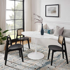 Modway EEI-1134-WHI Lippa 54" Oval Faux Marble Dining Table White