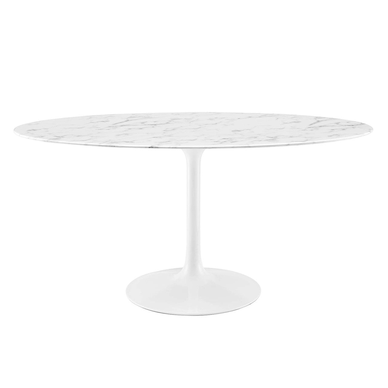 Modway EEI-1135-WHI Lippa 60" Oval Faux Marble Dining Table White