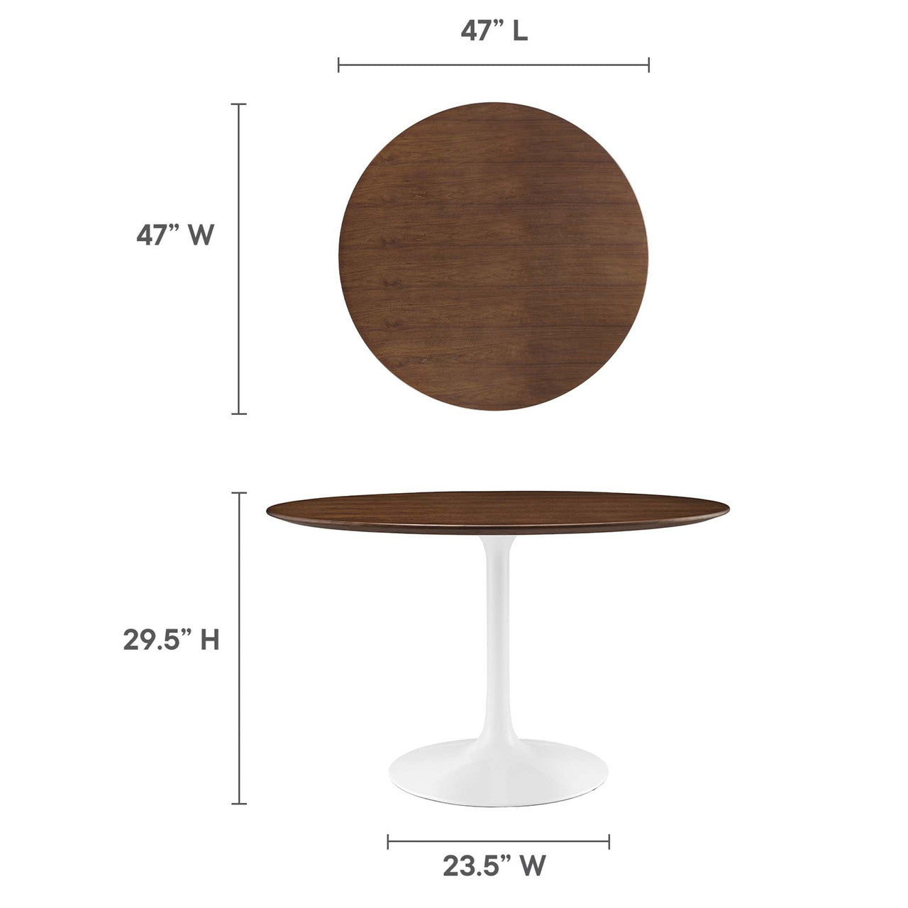 Modway Lippa 47" Round Walnut Dining Table EEI-1137-WAL
