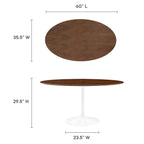 Modway EEI-1138-WAL Lippa 60" Oval Wood Dining Table Walnut