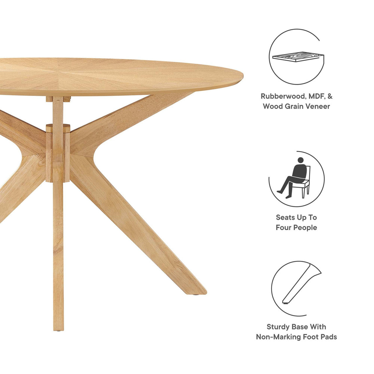 Modway EEI-3847 Crossroads 47" Round Wood Dining Table