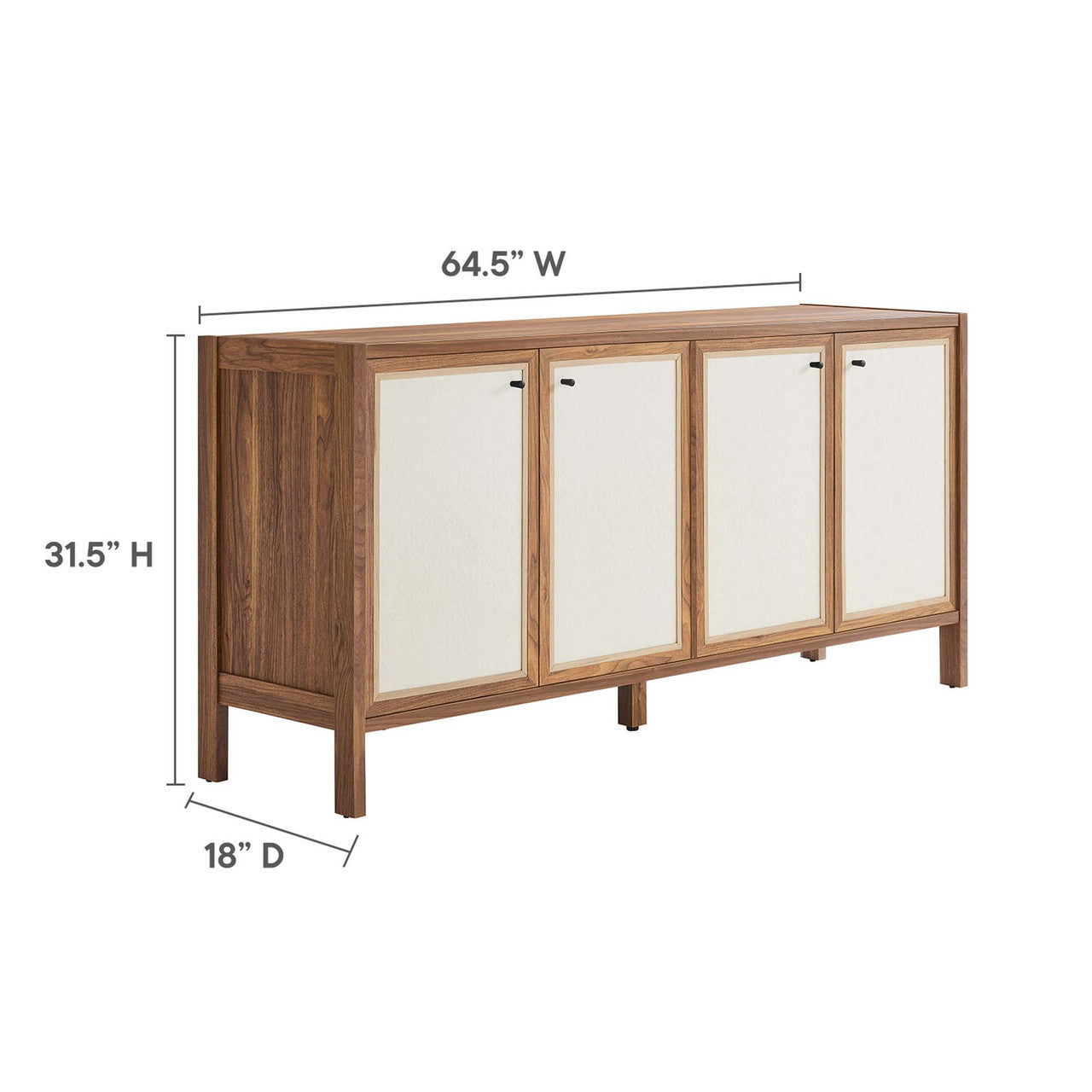 Modway EEI-6616-WAL Capri 65" Wood Grain Sideboard Storage Cabinet Walnut
