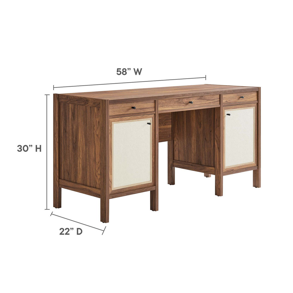 Modway EEI-6618-WAL Capri 58" Wood Grain Office Desk Walnut