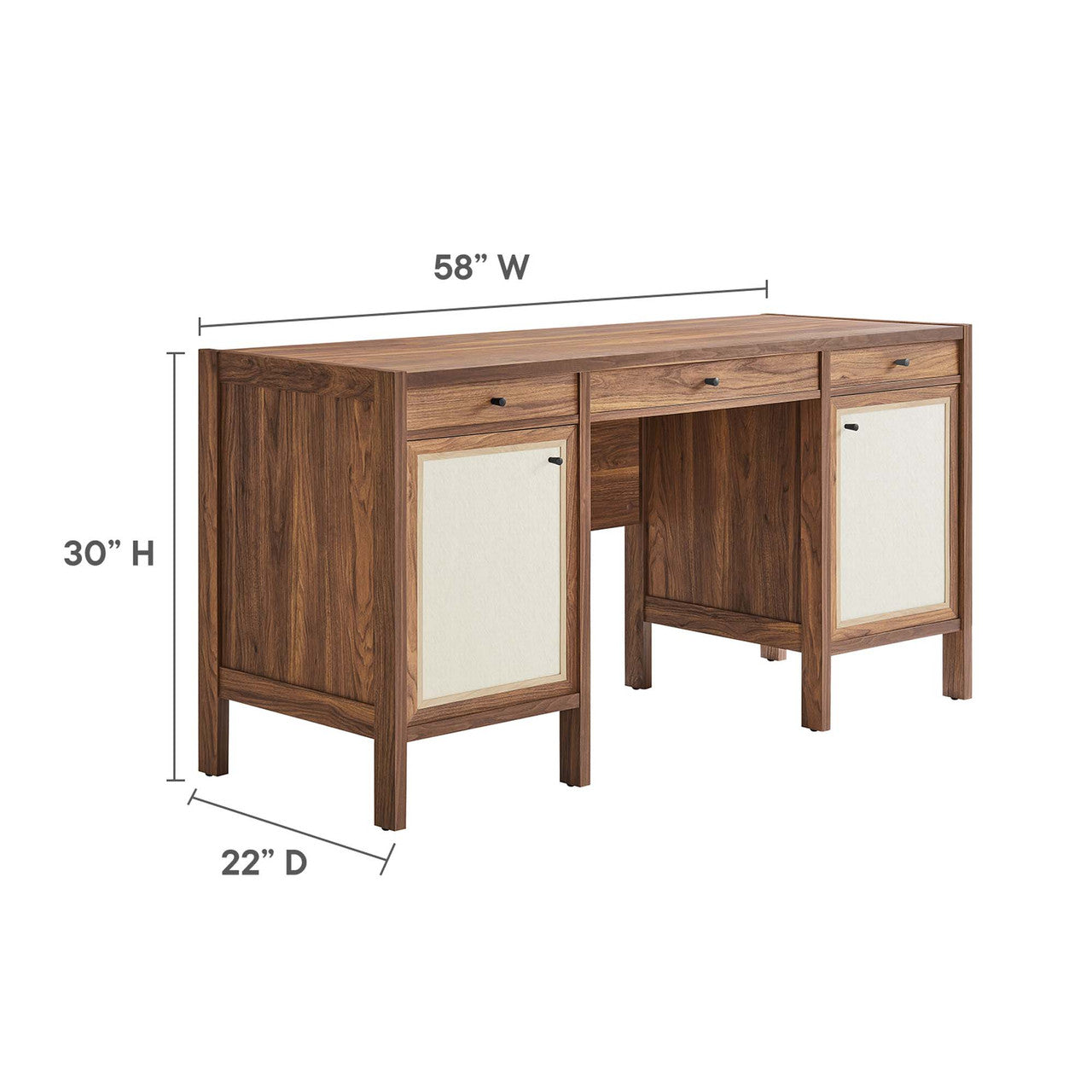 Modway EEI-6618-WAL Capri 58" Wood Grain Office Desk Walnut