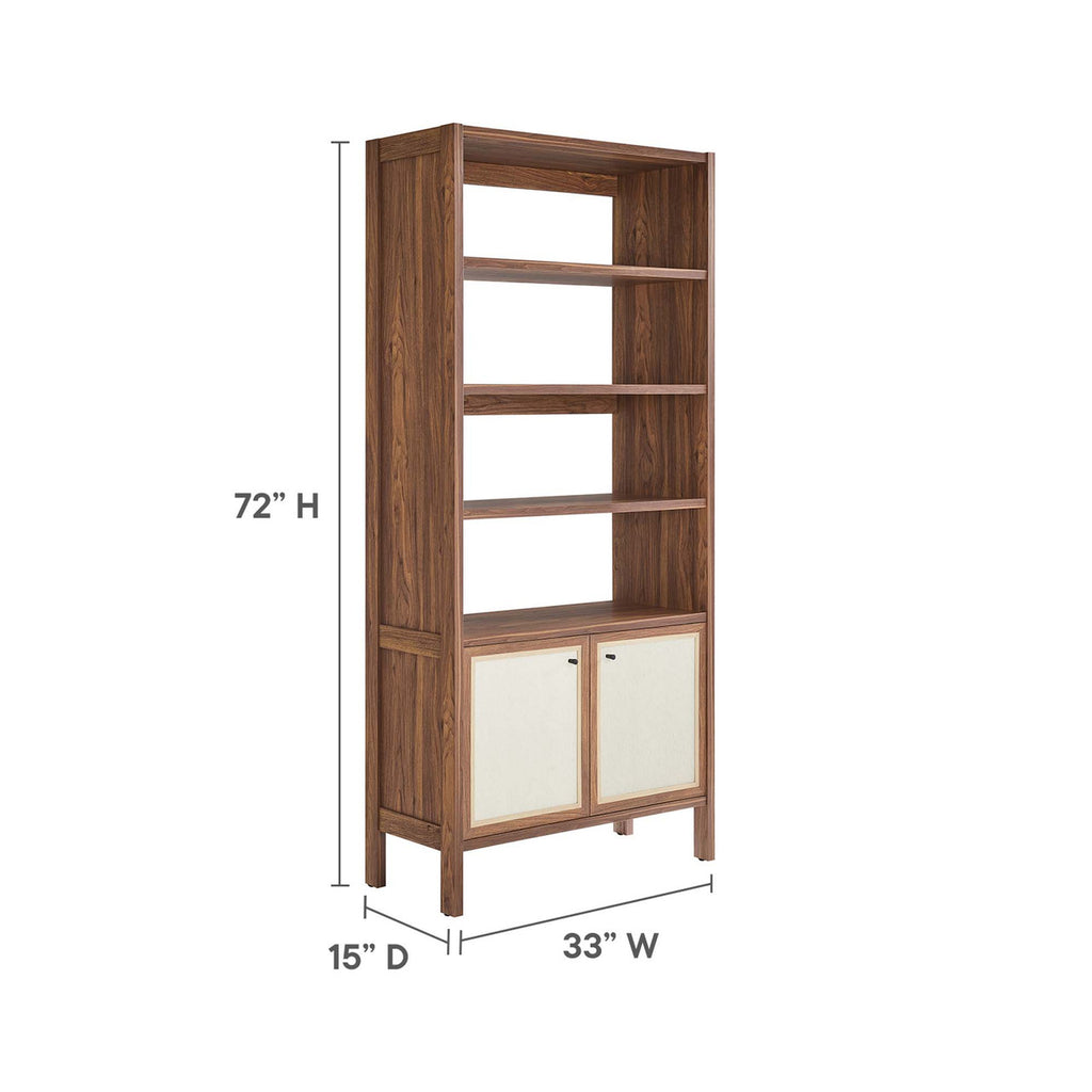 Modway EEI-6619-WAL Capri 4-Shelf Wood Grain Bookcase Walnut