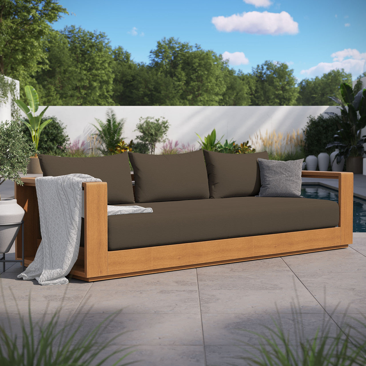 Modway EEI-6784-NAT-COA Tahoe Outdoor Patio Acacia Wood Sofa