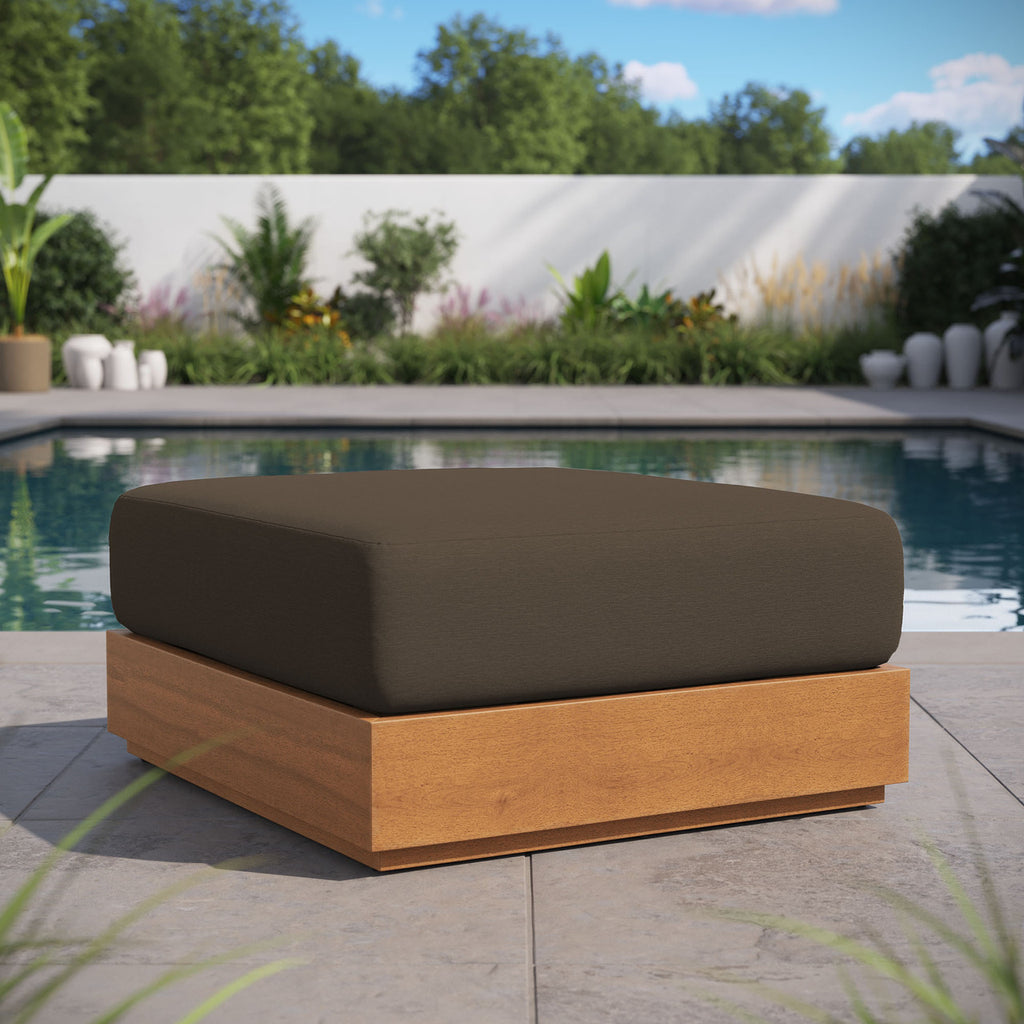 Modway EEI-6785-NAT-COA Tahoe Outdoor Patio Acacia Wood Ottoman