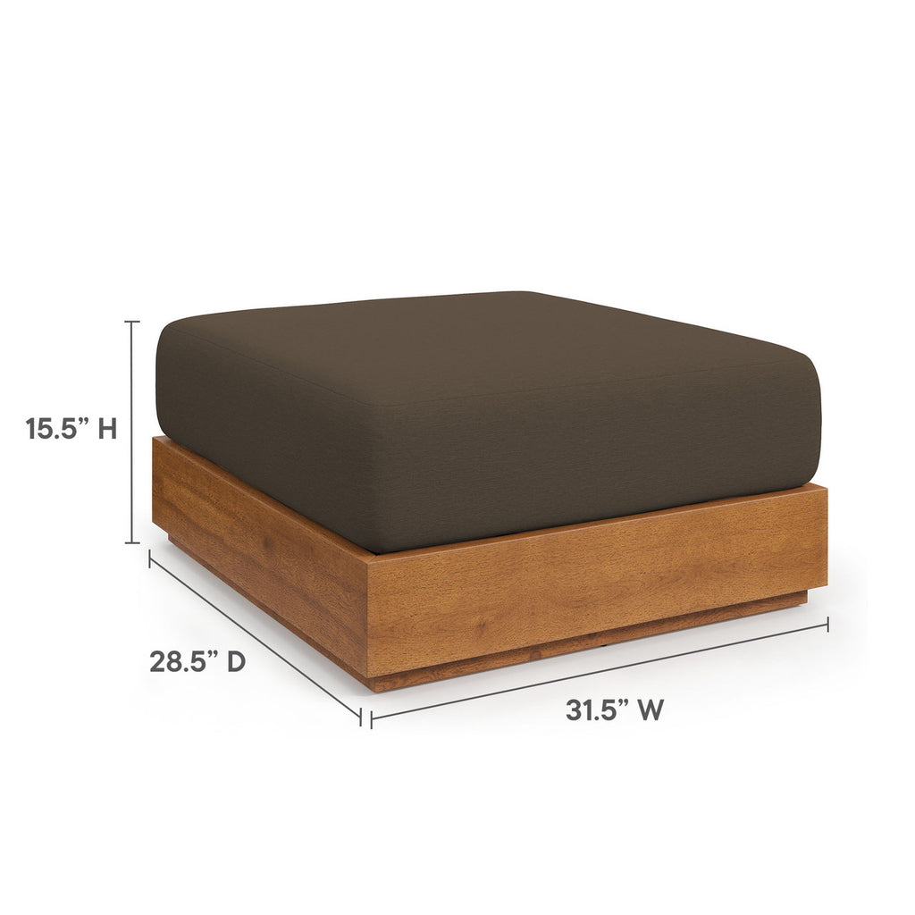 Modway EEI-6785-NAT-COA Tahoe Outdoor Patio Acacia Wood Ottoman
