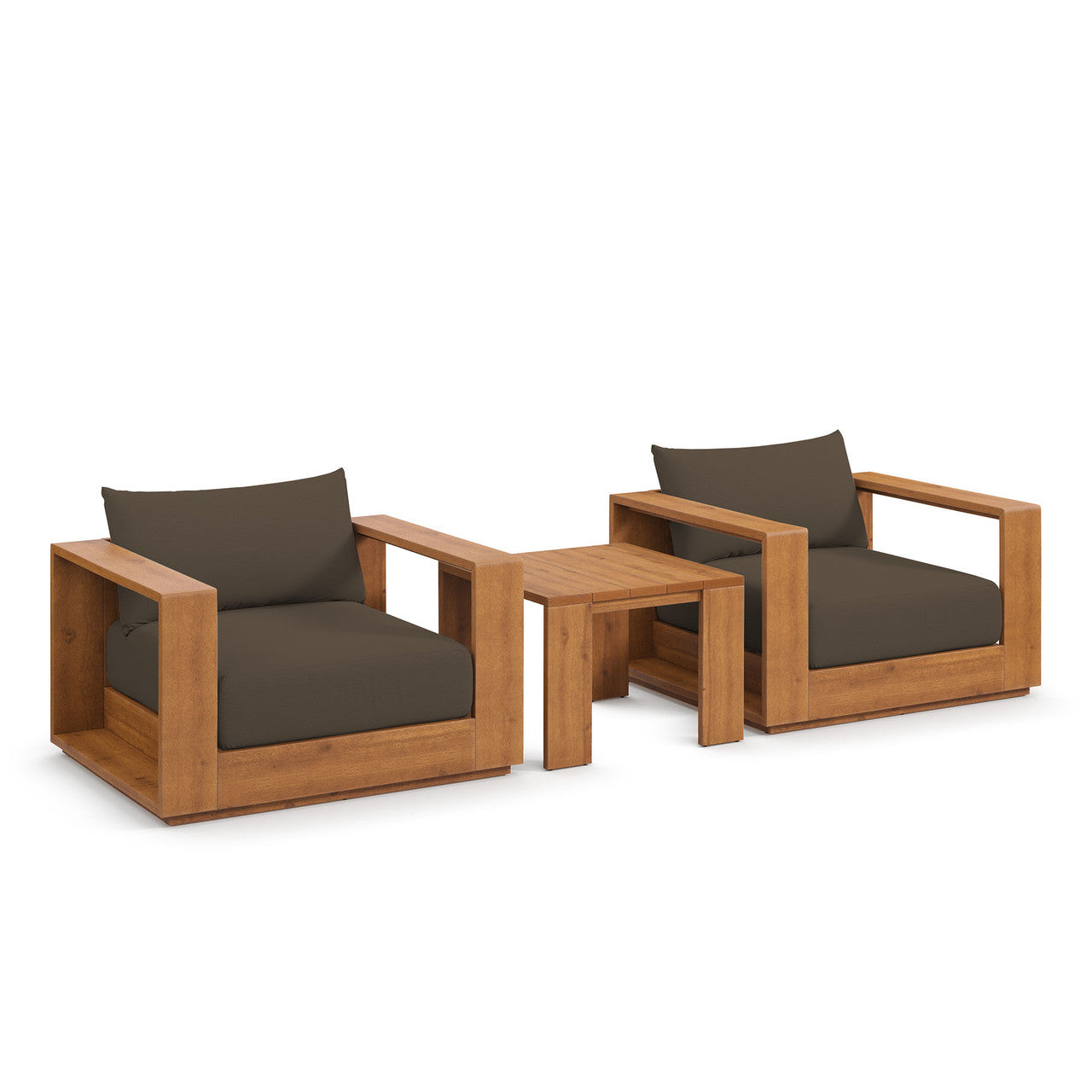 Modway EEI-6798-NAT-COA Tahoe 3-Piece Outdoor Patio Acacia Wood Furniture Set
