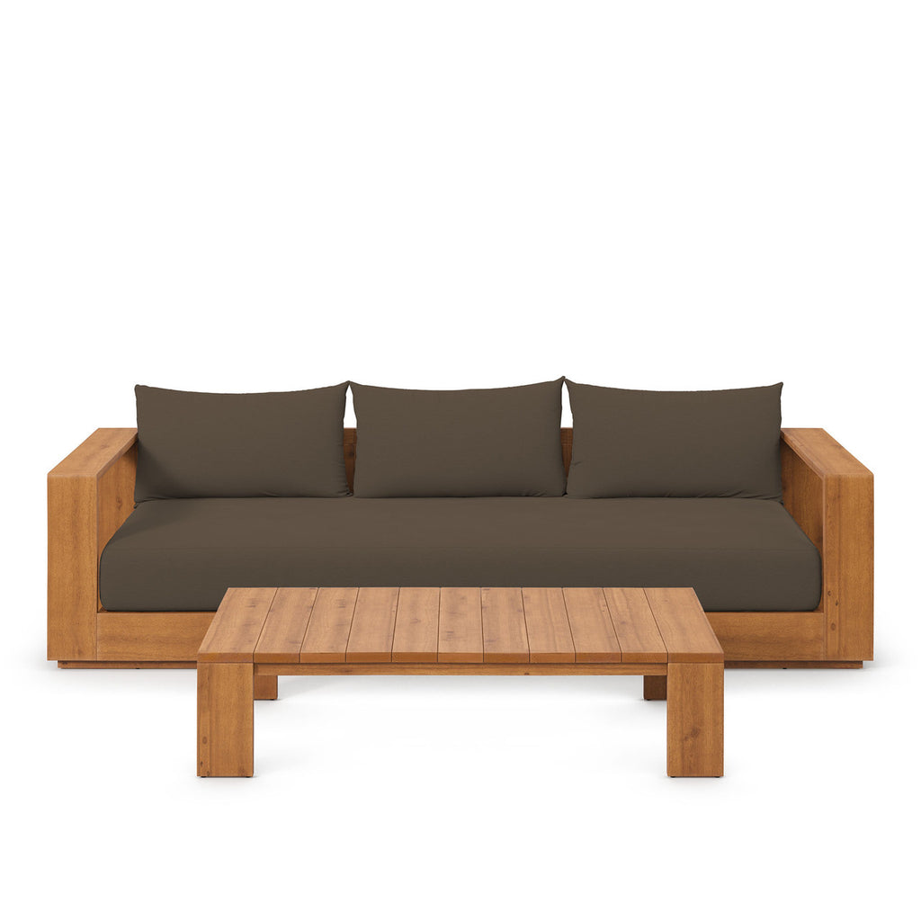 Modway EEI-6799-NAT-COA Tahoe 2-Piece Outdoor Patio Acacia Wood Sofa and Coffee Table Set