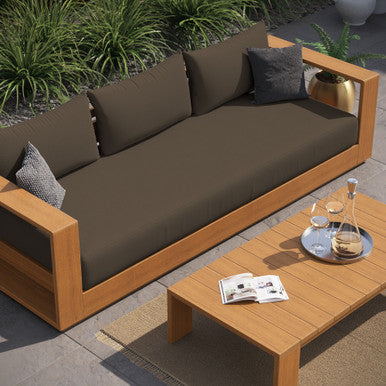 Modway EEI-6799-NAT-COA Tahoe 2-Piece Outdoor Patio Acacia Wood Sofa and Coffee Table Set