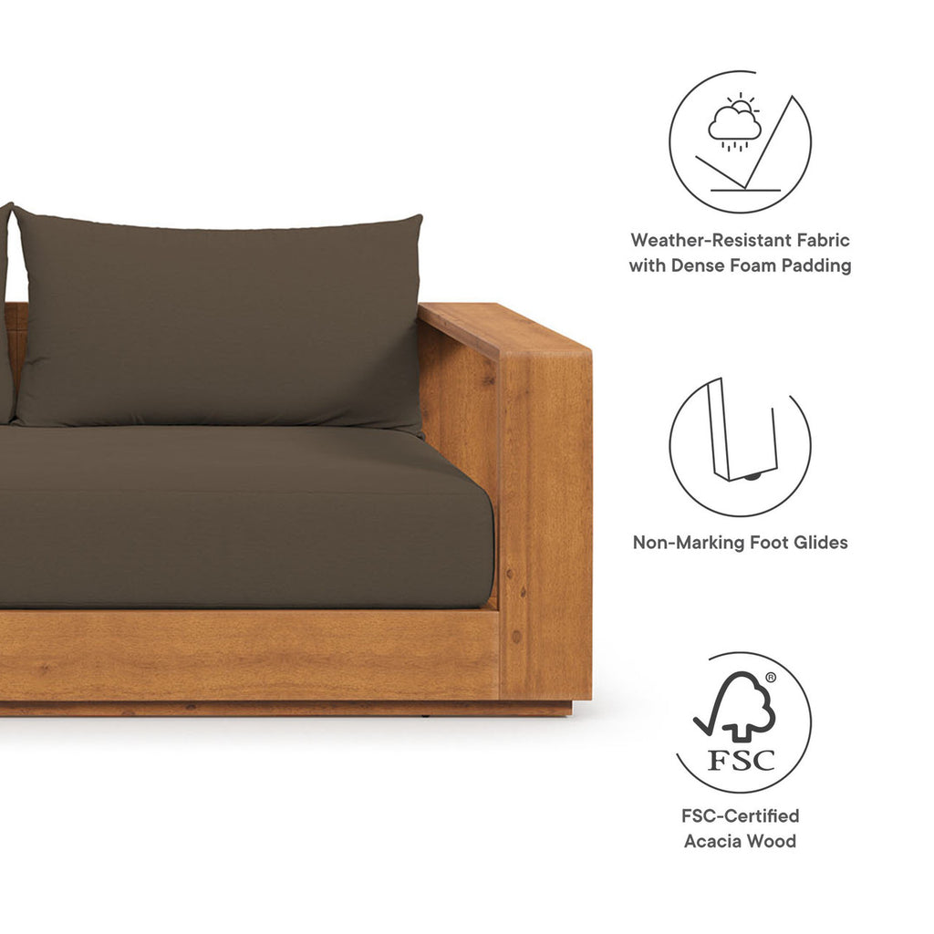 Modway EEI-6799-NAT-COA Tahoe 2-Piece Outdoor Patio Acacia Wood Sofa and Coffee Table Set