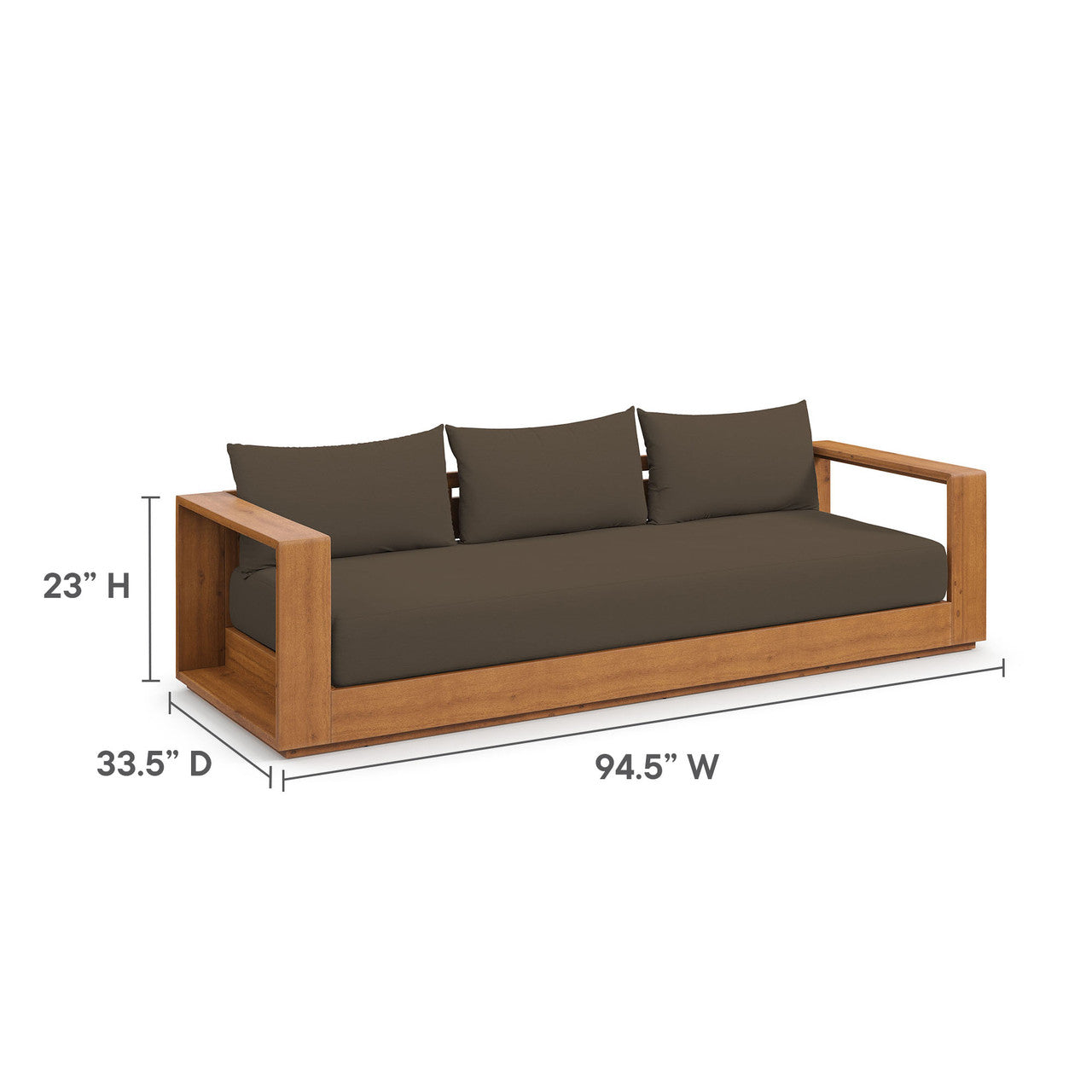Modway EEI-6799-NAT-COA Tahoe 2-Piece Outdoor Patio Acacia Wood Sofa and Coffee Table Set