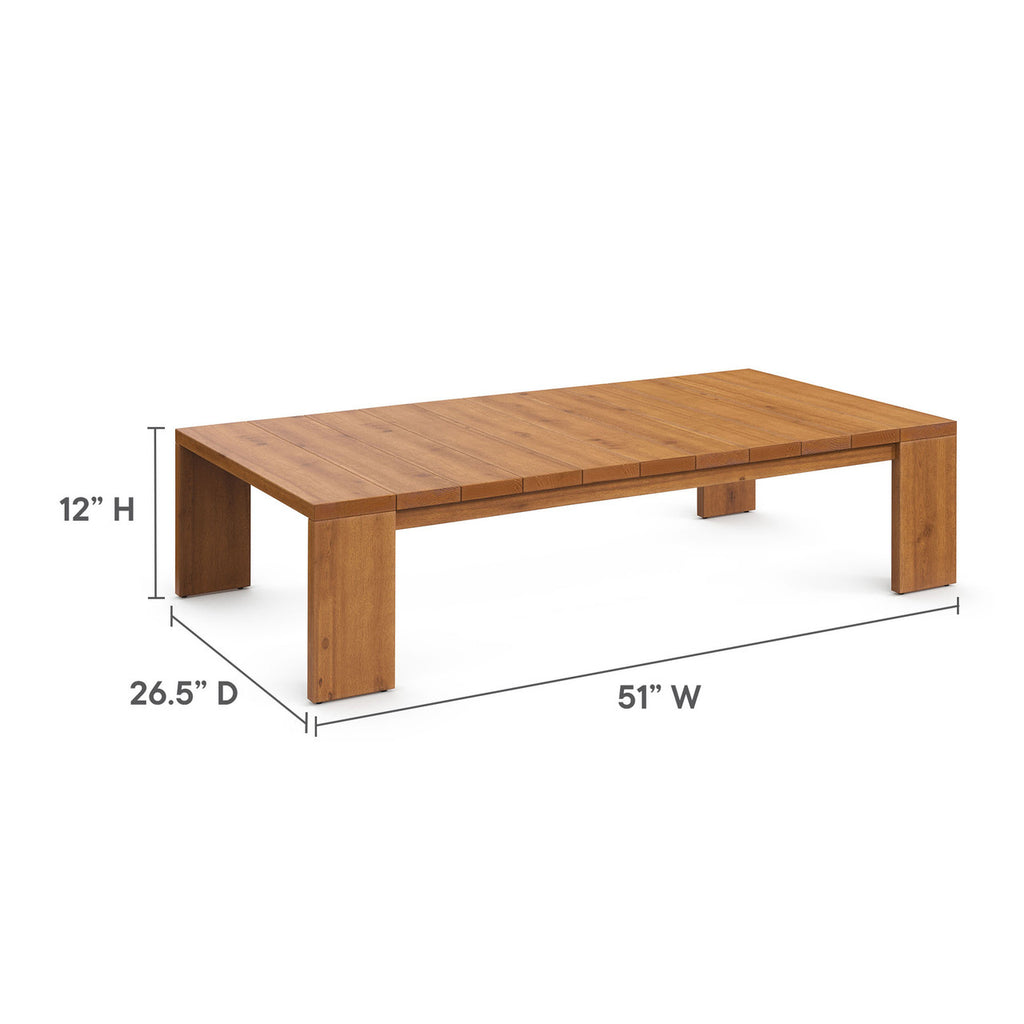 Modway EEI-6799-NAT-COA Tahoe 2-Piece Outdoor Patio Acacia Wood Sofa and Coffee Table Set