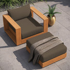 Modway EEI-6800-NAT-COA Tahoe 2-Piece Outdoor Patio Acacia Wood Armchair and Ottoman Set