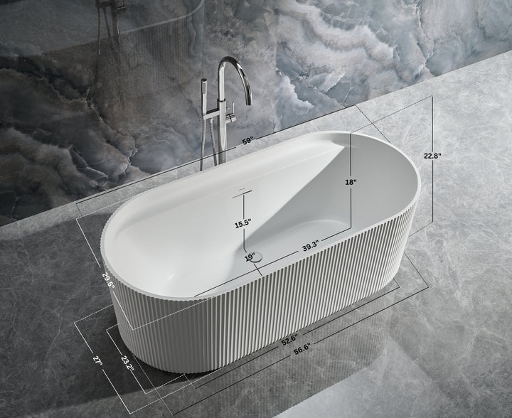 Momo Freestanding Acrylic Bathtub in White - Available in Two Sizes