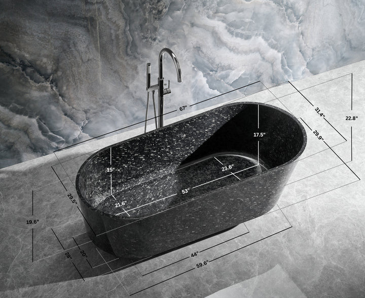 Coesistere 67" W X 31.5" D Freestanding Forged Caron Fiber Bathtub