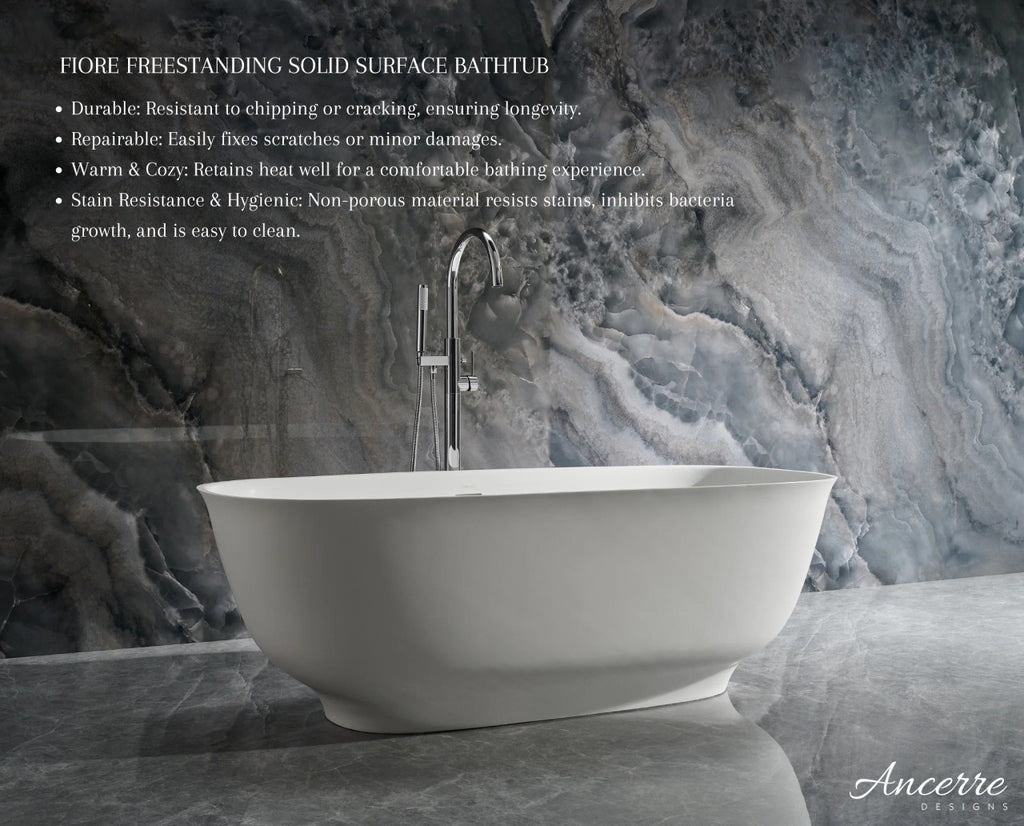 Fiore 67" B X 29.5" D Freestanding Solid Surface Bathtub