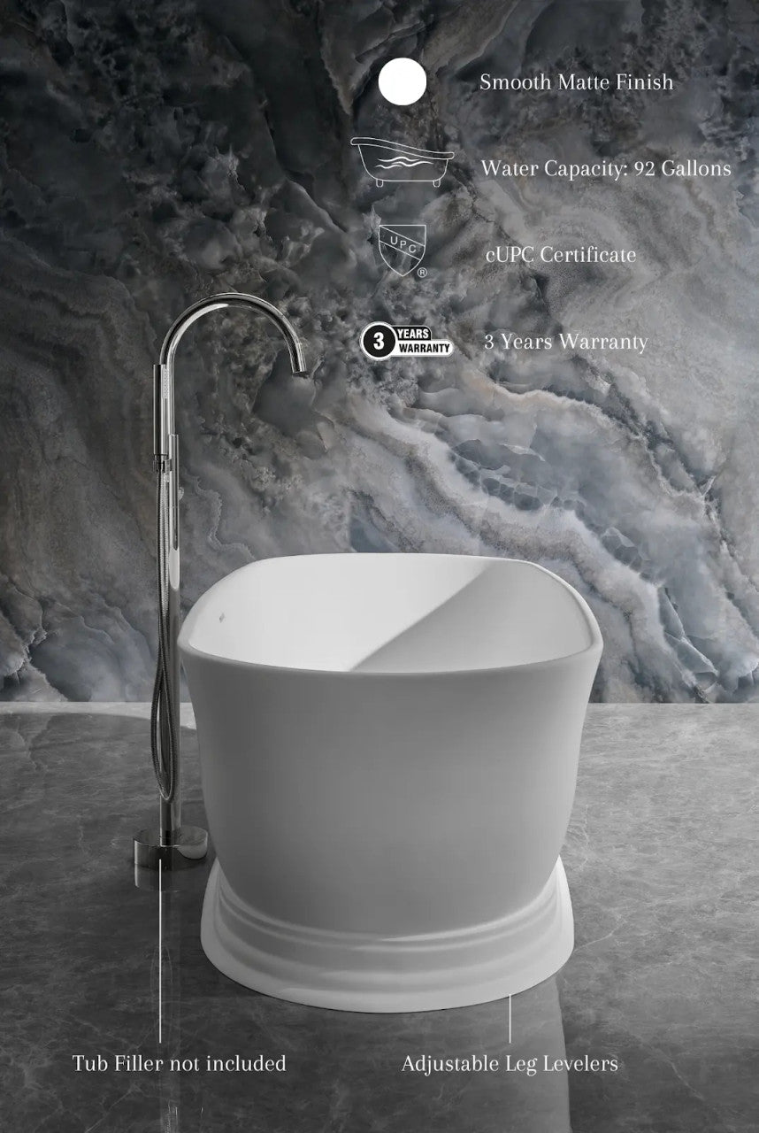 Heritage 70.9" B X 31.5" D Freestanding Solid Surface Bathtub