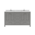 VHG GD-50060-CMRO-GR-NM Caroline Avenue 60" Double Bath Vanity in Gray with Cultured Marble Quartz Top and Round Sinks