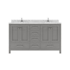 VHG GD-50060-CMRO-GR-NM Caroline Avenue 60" Double Bath Vanity in Gray with Cultured Marble Quartz Top and Round Sinks