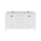 VHG GD-50060-CMRO-WH-NM Caroline Avenue 60" Double Bath Vanity in White with Cultured Marble Quartz Top and Round Sinks